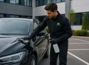Technicien Wash&Check nettoyage voiture à domicile en parking