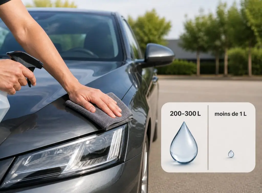 Lavage voiture écologique sans eau Wash&Check économie eau comparaison station